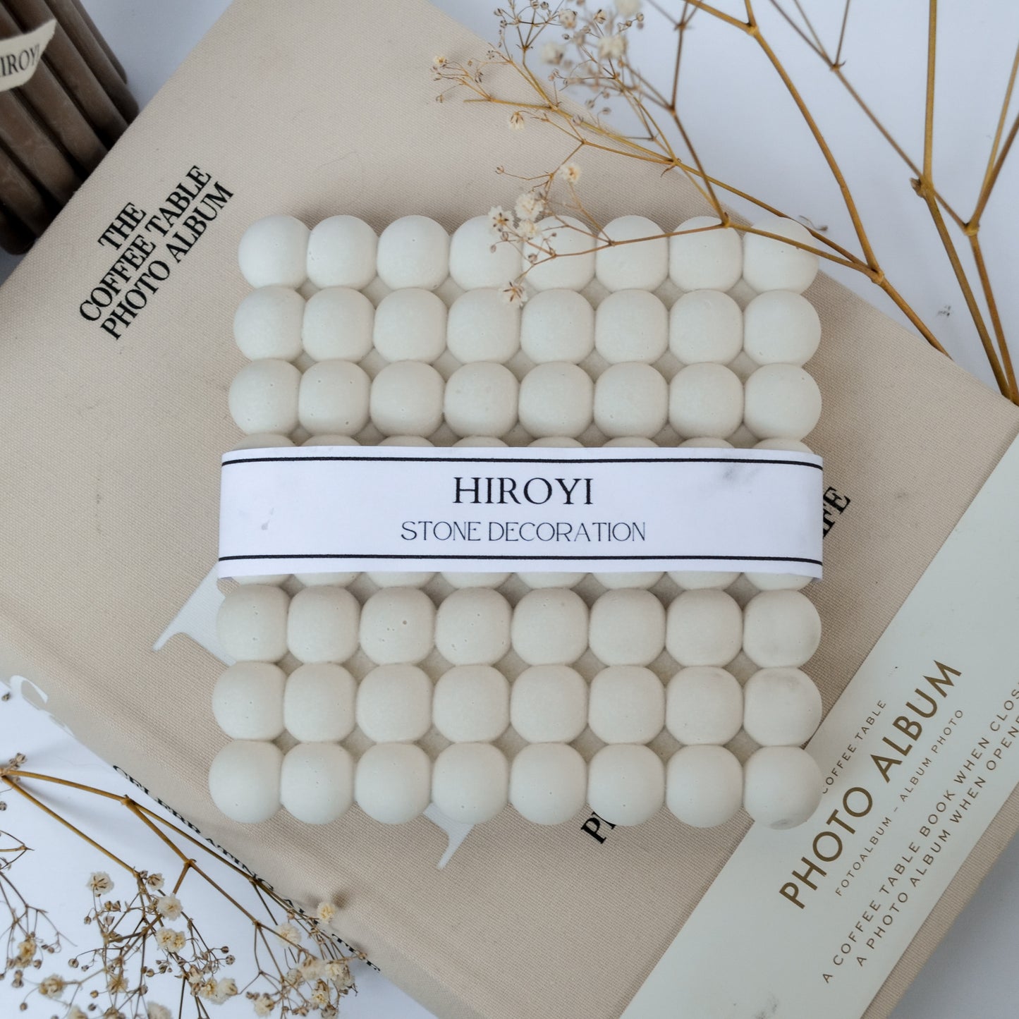 ivory white bubble stone coaster 