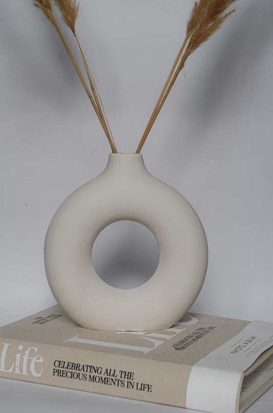 minimalist neutral decorative stone vase