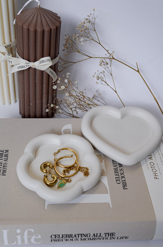 Flower and Heart cute ivory jewellery stone trays